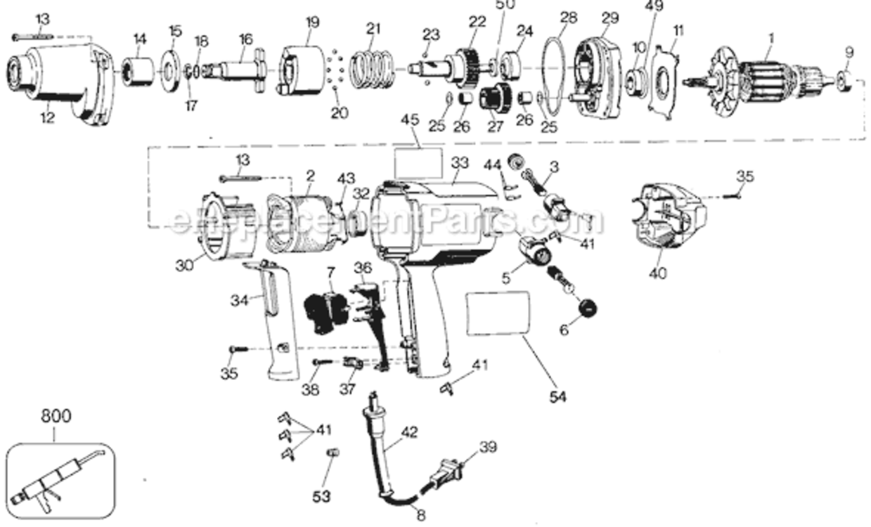 Page A Diagram and Parts List for 6945 Type 100 Black and Decker Impact Driver
